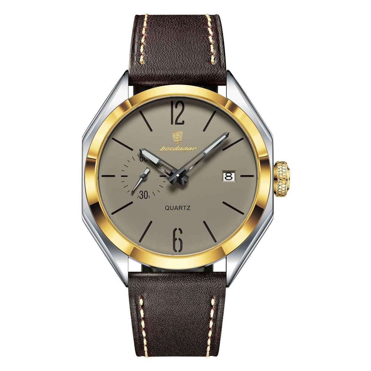 POEDAGAR 689 Sports Fashion Man Wristwatch Business Leather Quartz Men Watch Waterproof Luminous Date Men’s Watches Male Clock Reloj