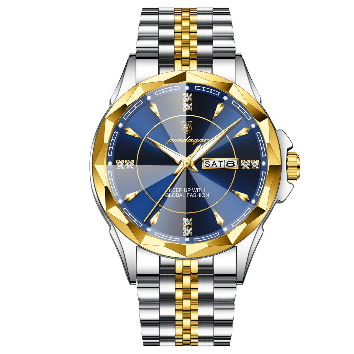 POEDAGAR 674 Luxury Watch For Man Stainless Steel Date Week Quartz Men Clock Waterproof Luminous Military High Quality Men’s Watches
