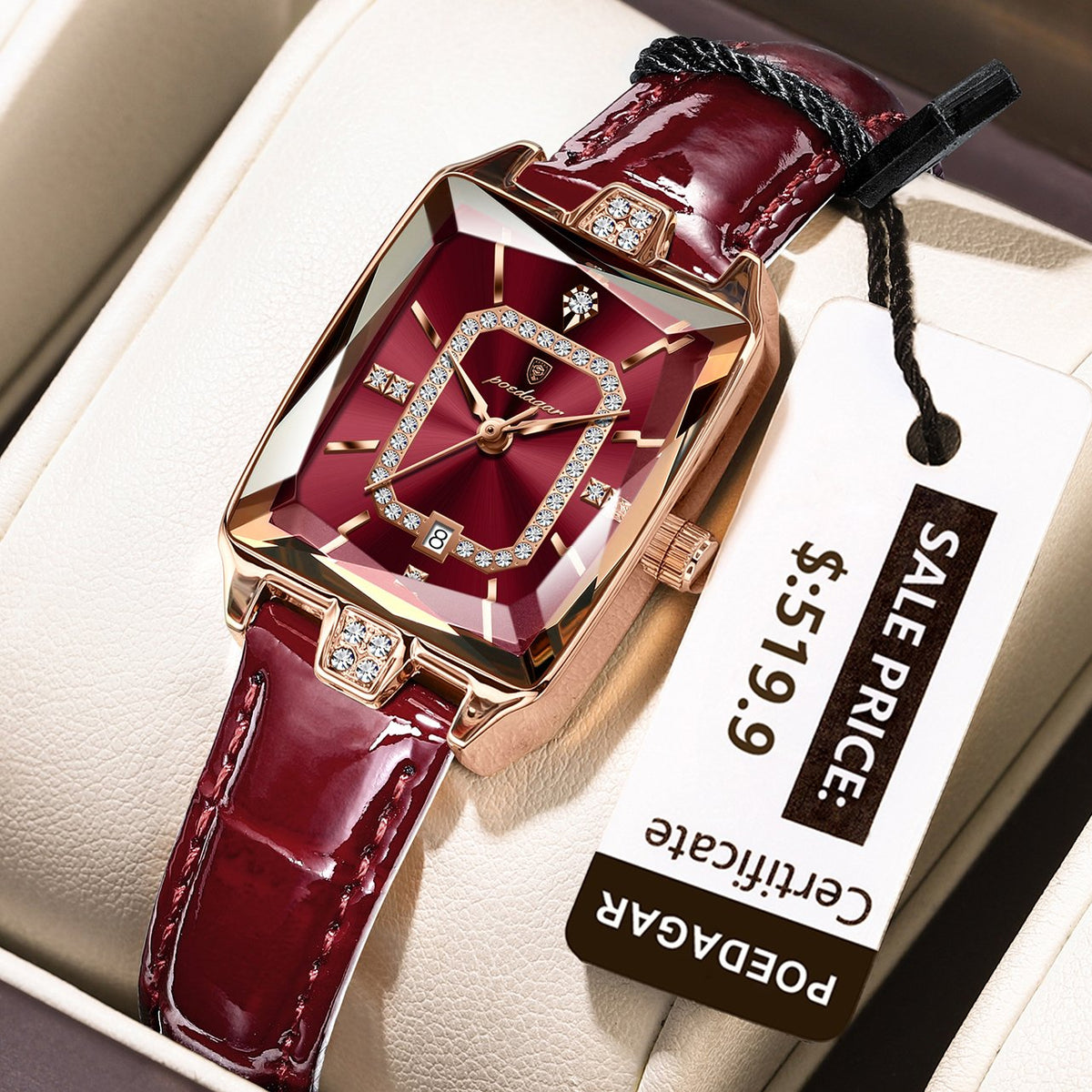 POEDAGAR 785 Luxury High Quality Women Wristwatch Waterproof Date Rectangle Watch For Woman Leather Quartz Women’s Watches Reloj+Box