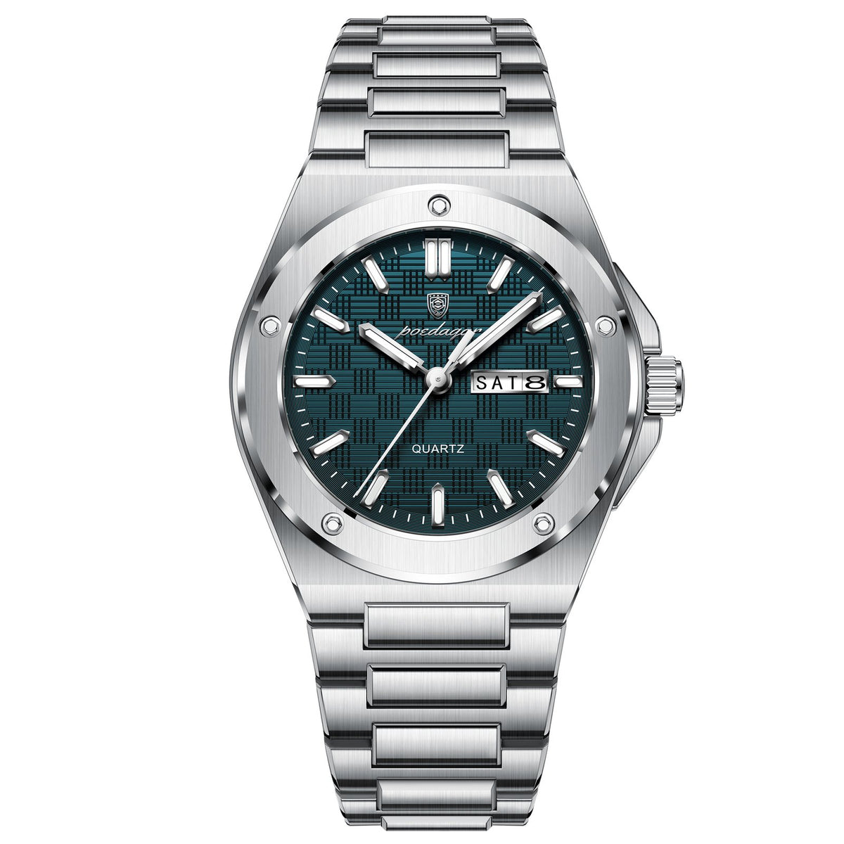 POEDAGAR 696 Nice Top Luxury Men Watch Week Luminous Man Wristwatch Quartz Stainless Steel Male Sport Waterproof Date Men’s Watches Reloj