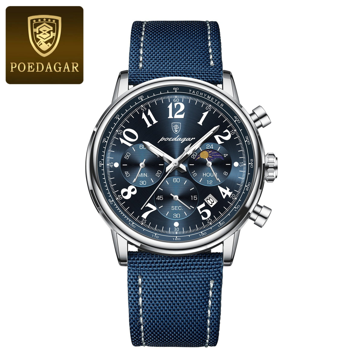 POEDAGAR 808 Luxury Sports Watch for Man Waterproof Luminous Chronograph Date Men’s Watches Quartz Nylon Leather Men Clock Homage Watch