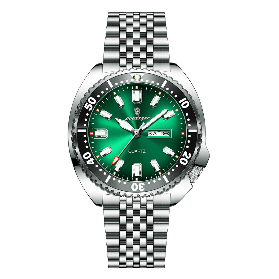 POEDAGAR 682 Luxury Sports Men Wristwatch Quartz Luminous Waterproof Calendar Week Man Clock Stainless Steel Men’s Watches