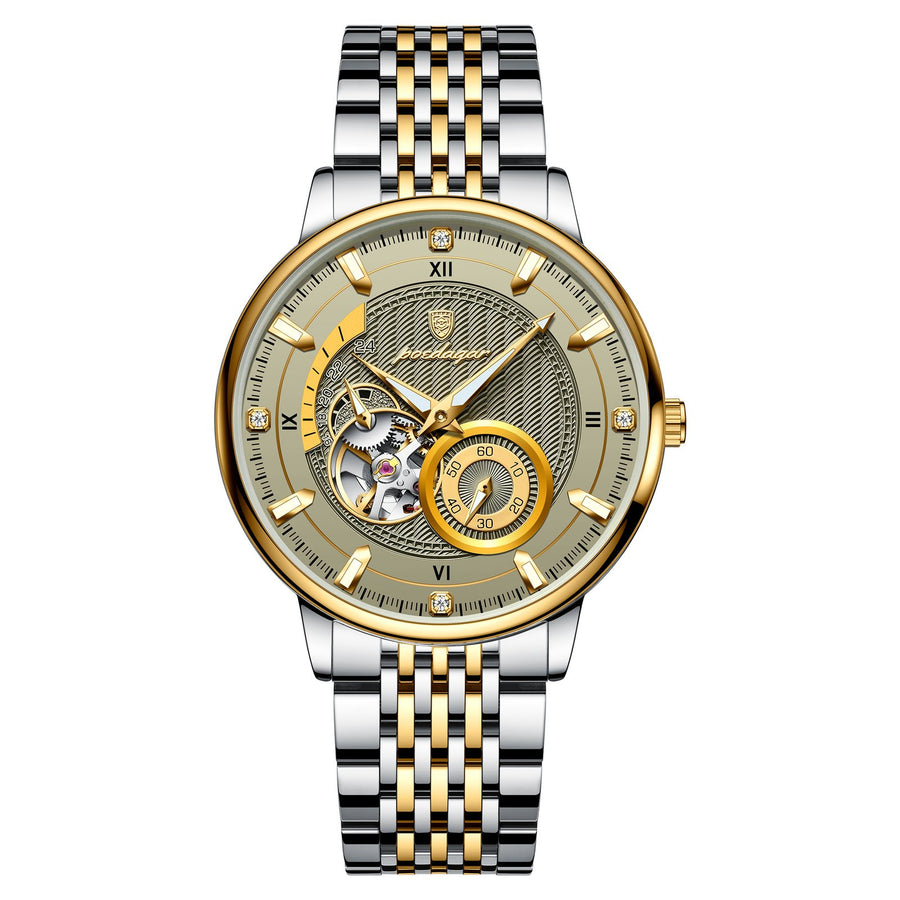 POEDAGAR 1416 Relógio Mecânico de Luxo Masculino Luminoso Tourbillon Oco Automático Relógio de Pulso Mecânico de Aço Inoxidável Relógio Masculino Reloj