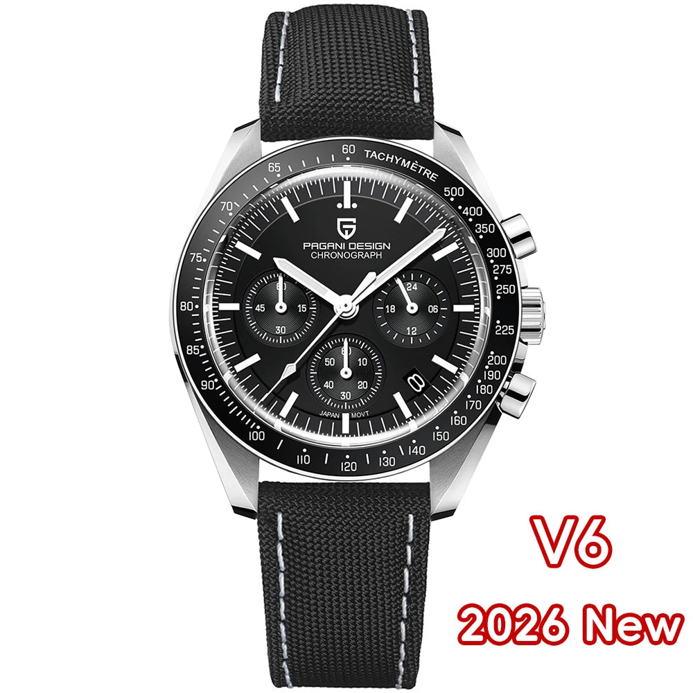 PAGANI DESIGN 2026 New Montre lune Montre à Quartz de Luxe Pour Hommes verre saphir Chronographe Expédié localement dans l'UE