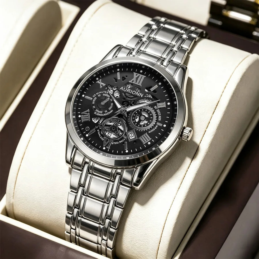 1 montre à quartz pour homme, pratique et polyvalente, le meilleur choix pour offrir en cadeau aux pères et aux petits amis.
