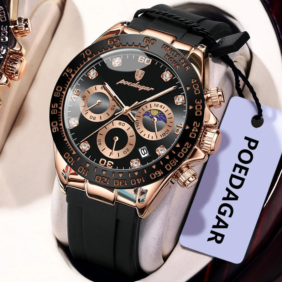 POEDAGAR mode luxe hommes montre-bracelet chronographe Date haute qualité Quartz homme montre étanche lumineux militaire hommes montres