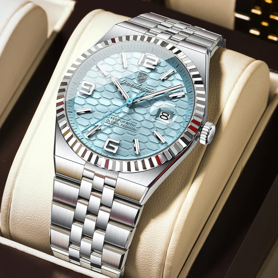POEDAGAR haute qualité Original hommes horloge étanche lumineux Date luxe homme montre en acier inoxydable Quartz hommes montres mâle + boîte