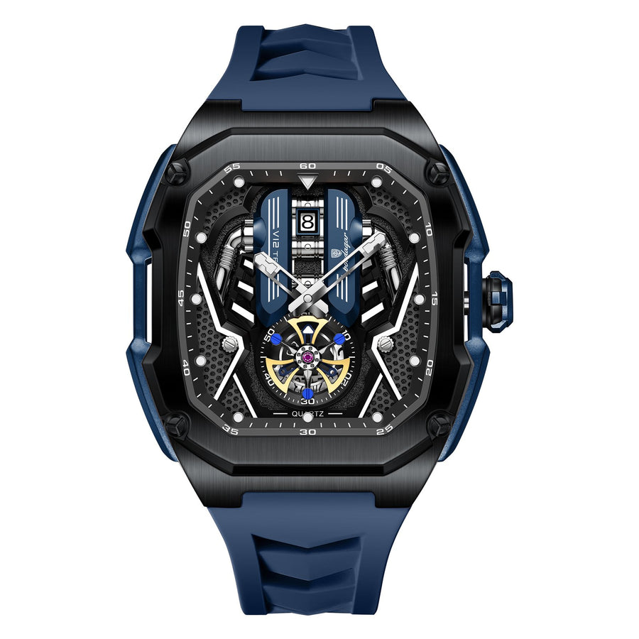 POEDAGAR 694 Men’s High Quality Sport Watch – 30m Waterproof Stainless Steel Case, Luminous Dial, Silicone Strap, Nice Watches For Men