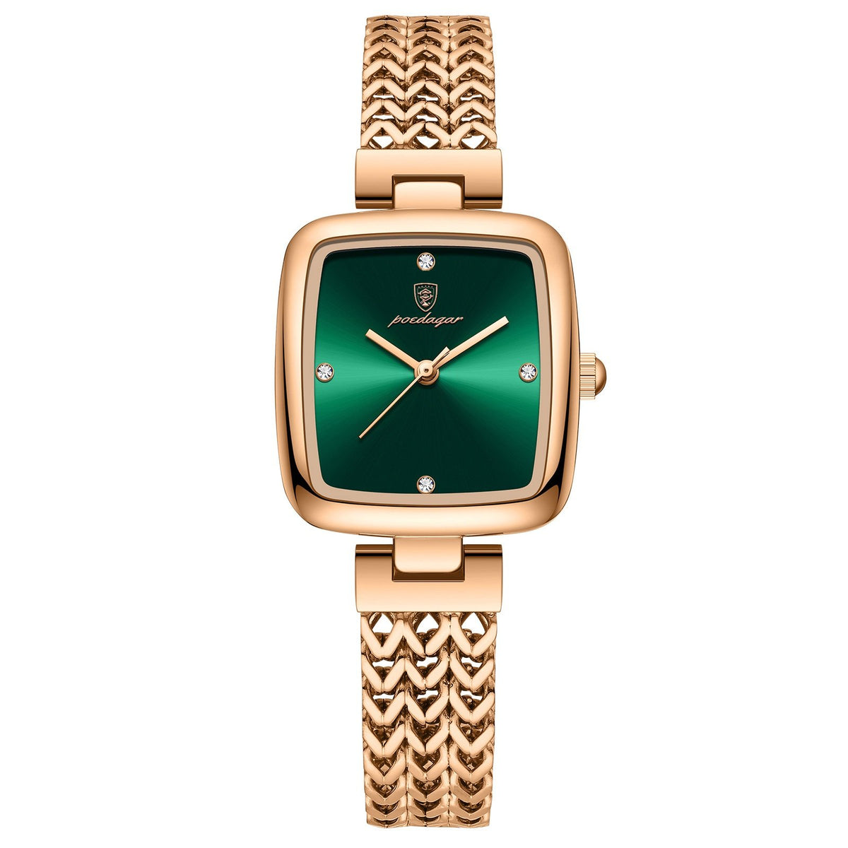 POEDAGAR 768 Women’s Square Watch – Waterproof Stainless Steel Quartz Dress Chronograph for Ladies, Elegant Office &amp; Party Jewelry Timepiece