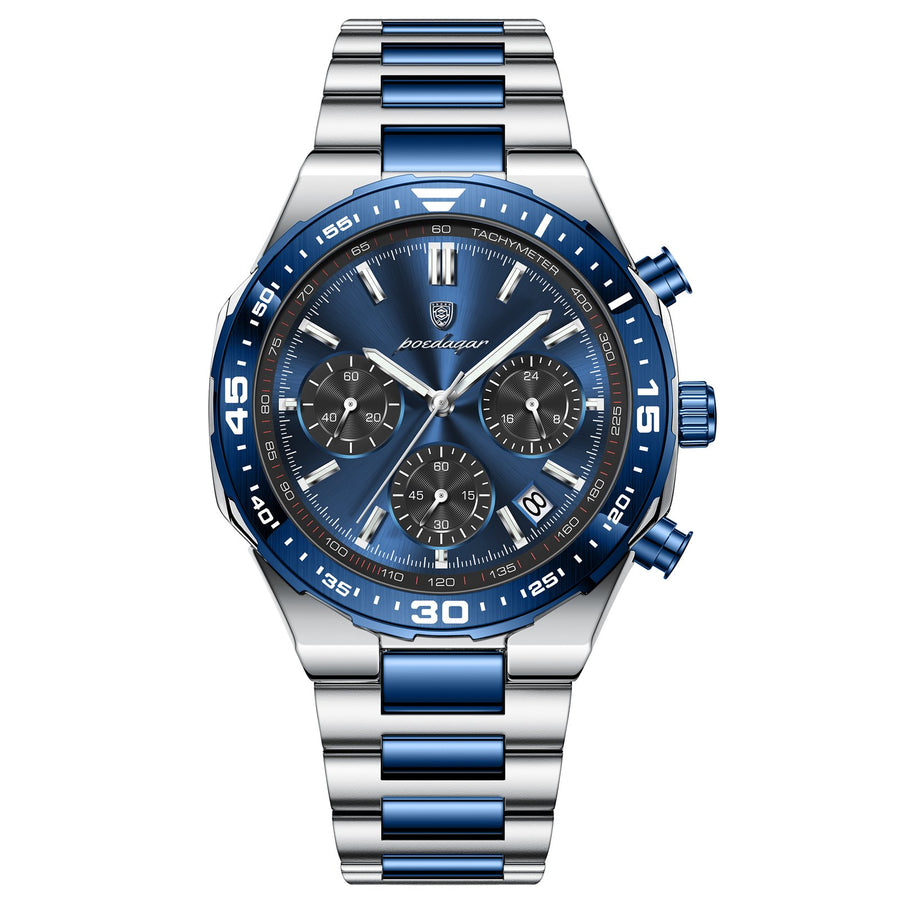 POEDAGAR 697 Top Luxury Man Wristwatch Date Waterproof Luminous Chronograph Watch For Men Stainless Steel Men’s Quartz Watches Reloj